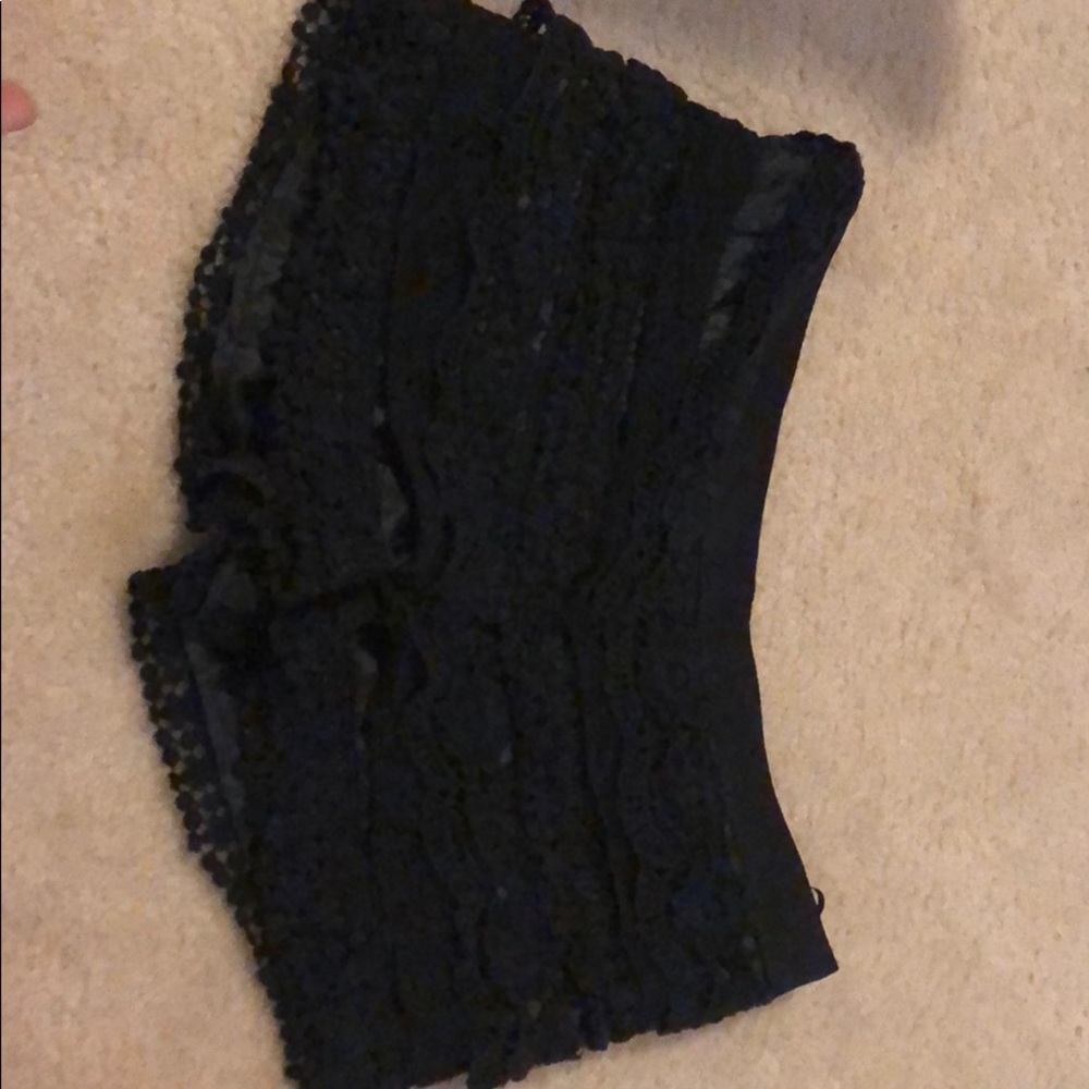Black crochet shorts